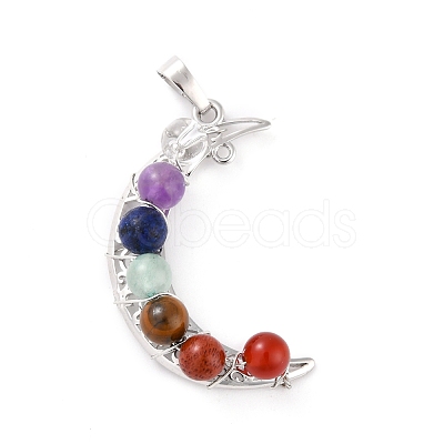 Natural Mixed Gemstone Round Chakra Pendants G-C235-02-RS-1