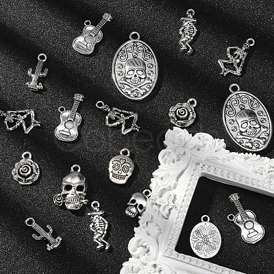 100Pcs 10 Style Tibetan Style Alloy Pendants TIBEP-CJ0001-85-1