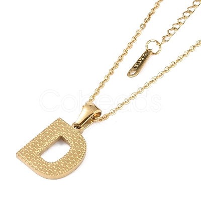 Ion Plating(IP) Initial Letter 304 Stainless Steel Pendant Necklaces NJEW-M199-01G-D-1