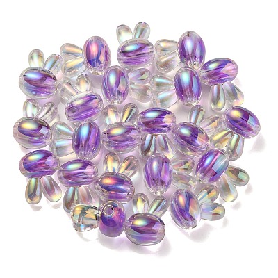 UV Plating Rainbow Iridescent Acrylic Beads PACR-E001-05E-1