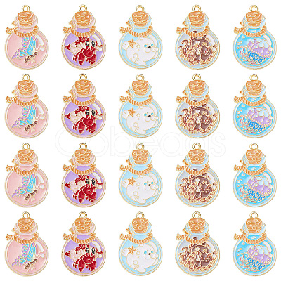 20Pcs 5 Styles Alloy Enamel Pendants ENAM-CJ0005-43-1