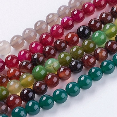 Natural Agate Beads Strands G-G583-8mm-M-1