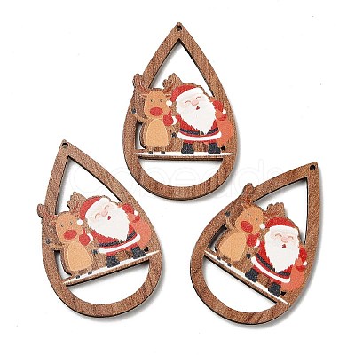 Single Face Christmas Printed Wood Big Pendants WOOD-D025-29-1