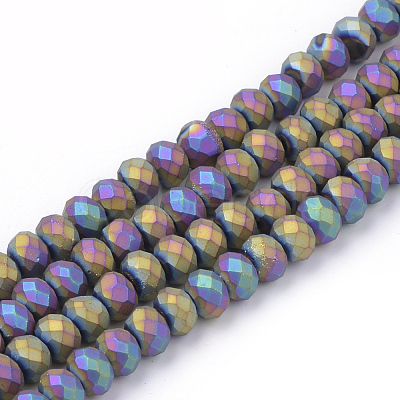 Electroplate Glass Beads Strands X-EGLA-S141-4mm-02B-1