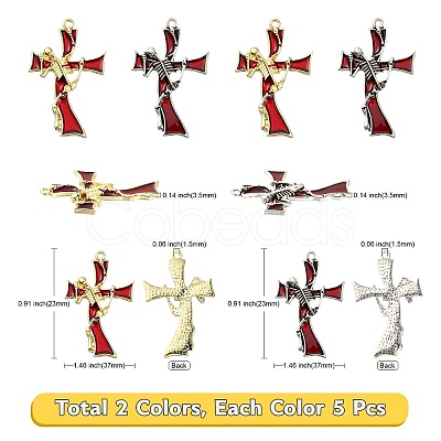 10Pcs 2 Colors Alloy Enamel Pendants ENAM-CJ0002-15-1