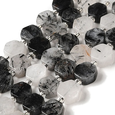 Natural Black Rutilated Quartz Beads Strands G-P534-A04-01-1