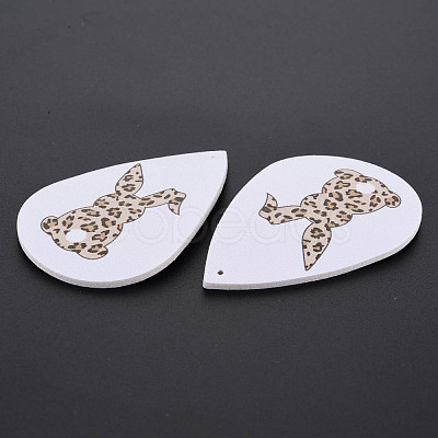 PU Leather Big Teardrop with Bunny Pendants FIND-T058-A38-1