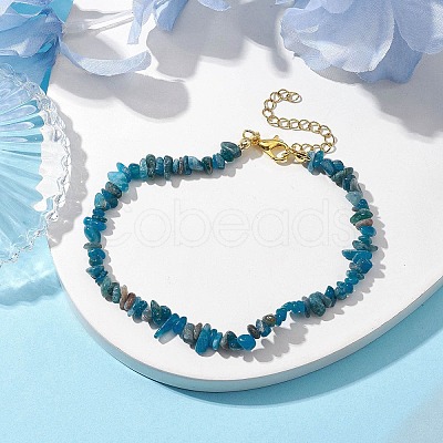 Natural Apatite Anklets AJEW-AN00592-01-1