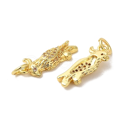 Parrot Rack Plating Brass Micro Pave Clear Cubic Zirconia Pendants KK-K377-65G-1