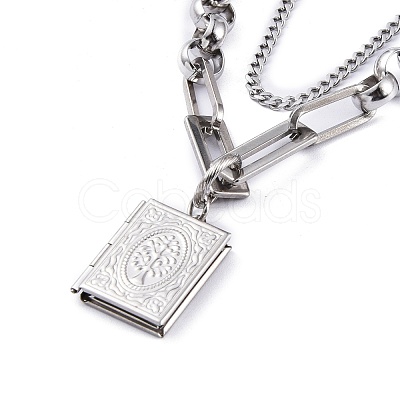 Non-Tarnish 304 Stainless Steel Diffuser Locket Pendant Necklaces NJEW-M181-02P-1