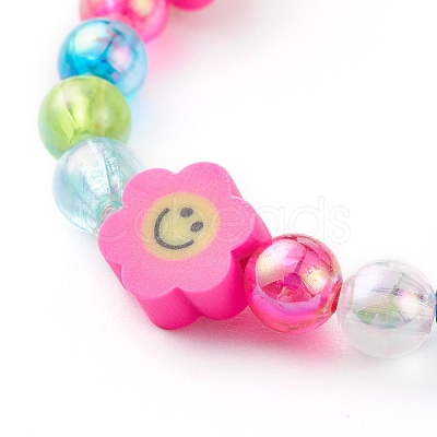 Handmade Polymer Clay Beads Stretch Bracelets for Kids BJEW-JB06326-03-1