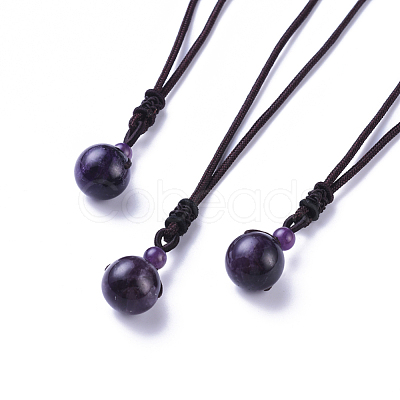 Natural Amethyst Pendant Necklaces NJEW-P241-A02-1