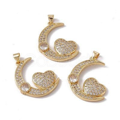 Brass Micro Pave Clear Cubic Zirconia Pendants KK-G439-39G-1