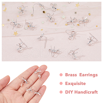 SUPERFINDINGS 24Pcs Bowknot Shape Brass Earring Hooks KK-FH0007-22-1