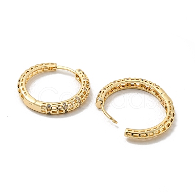 Brass Micro Pave Clear Cubic Zirconia Hoop Earrings EJEW-E295-17KCG-1