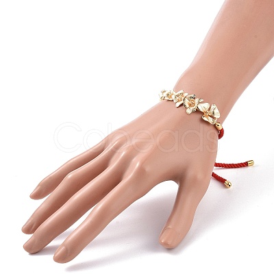 Brass Flower Link Slider Bracelets BJEW-JB09112-1