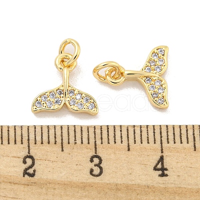 Brass Micro Pave Clear Cubic Zirconia Charms KK-Z044-14C-1