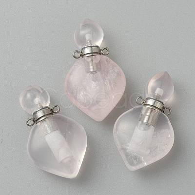 Natural Rose Quartz Pendants G-B009-25P-B-1