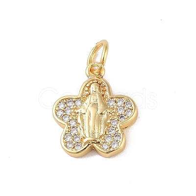 Brass Micro Pave Clear Cubic Zirconia Charms KK-E111-32E-G-1