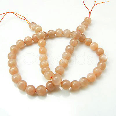 Natural Sunstone Beads Strands G-G066-6mm-1