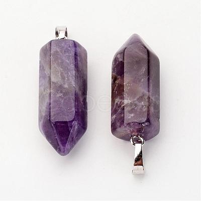 Brass Natural Amethyst Pendants G-O160-03I-1