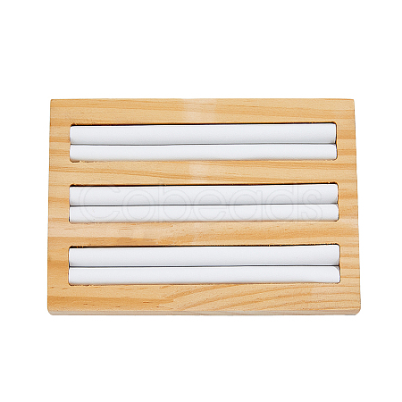 3-Slot Rectangle Bamboo Ring Display Tray Stands RDIS-WH0002-27A-1