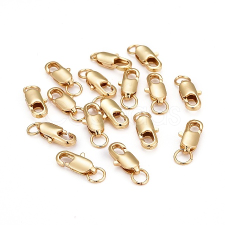 Rack Plating Brass Lobster Claw Clasps with Jump Rings KK-WH0063-02G-01-NR-1