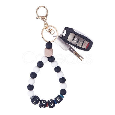 Silicone Round Beaded Keychain Wristlet KEYC-SW00006-01-1