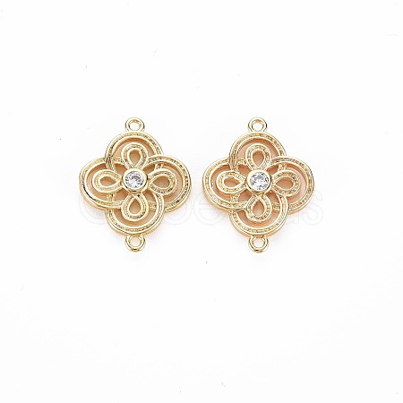 Brass Micro Pave Clear Cubic Zirconia Connector Charms X-KK-S356-712-1