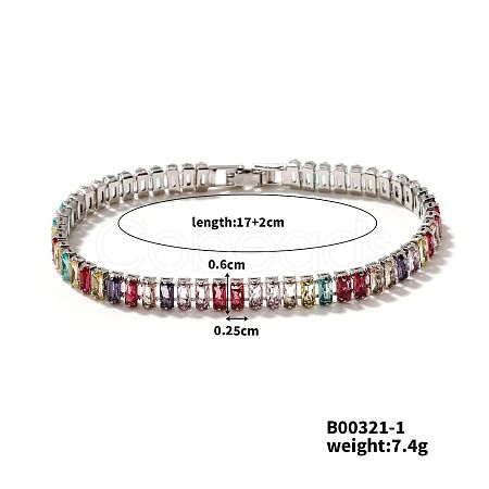 Brass Colorful Sparkling Cubic Zirconia Bracelet Fashionable Luxury Unique Style Accessory GT6474-4-1