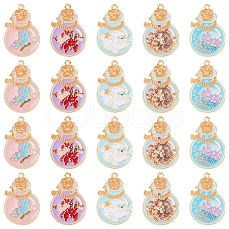 20Pcs 5 Styles Alloy Enamel Pendants ENAM-CJ0005-43-1