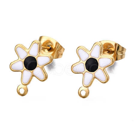 304 Stainless Steel Enamel Stud Earring Findings STAS-T052-43G-01-1