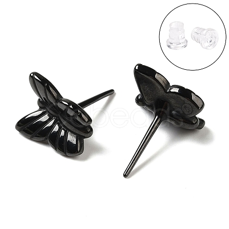 Hypoallergenic Bioceramics Zirconia Ceramic Butterfly Stud Earrings EJEW-C065-01D-1