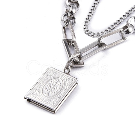 304 Stainless Steel Diffuser Locket Pendant Necklaces NJEW-M181-02P-1
