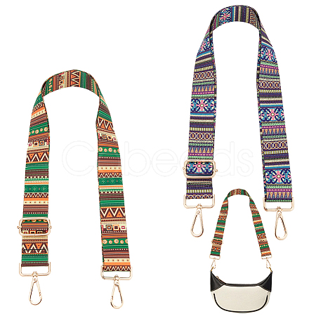 WADORN 2Pcs 2 Colors Ethnic Style Canvas Adjustable Bag Handles FIND-WR0007-66-1