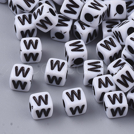 White Opaque Acrylic Beads MACR-R869-02W-1