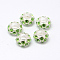 Alloy Rhinestone European Beads, Large Hole Beads, Rondelle, Silver Color Plated, Peridot, 11x6mm, Hole: 5mm