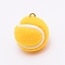 Cloth Fabric Pendants, with Platinum Tone Iron Loop, Tennis, Yellow, 7/8x3/4 inch(22x19mm), Hole: 2mm