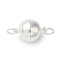 Brass Magnetic Clasps with Loops, Round, Silver Color Plated, 19x12mm, Hole: 3mm