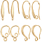 Beebeecraft 32Pcs 4 Style Brass & 316 Surgical Stainless Steel Earring Hooks, Ear Wire with Loops, Real 18K Gold Plated, 15~20x4.5~10x1~2mm, Hole: 1~2mm, Pin: 0.8~1mm, 8Pcs/style