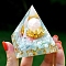 Orgonite Pyramid Resin Energy Generators, Gemstone Chips Inside for Home Office Desk Decoration, Light Cyan, 50mm