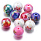 10Pcs UV Plating Colours Acrylic Beads, Printed Straight Hole Round Beads, Mixed Color, 15x15mm, Hole: 3mm