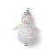 Glass Seed Beads Alloy Pendants, with Pearlized Glass Pearl Bead, Angel, Platinum, White, 44.5x30.5x19.5mm, Hole: 2.5mm