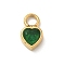 Ion Plating(IP) 304 Stainless Steel with Rhinestone Charms, Real 14K Gold Plated, Heart Charm, Fern Green, 9x5.5x3mm, Hole: 2mm