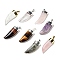 Natural Mixed Stone Pendants, with Golden & Silver Tone Brass Findings, Dagger Shape, Mixed Dyed and Undyed, 41~42x15~16x6.5~7.5mm, Hole: 5x7.5mm