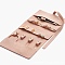 Cloth Portable Jewelry Storage Bag, Travel Roll Foldable Jewelry Case for Bracelet, Necklace, Earrings Storage, Rectangle, Misty Rose, 38x18cm