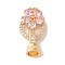 Brass Micro Pave Cubic Zirconia Fold Over Clasps, with Glass, Flower, Pearl Pink, 22mm, Hole: 4.5mm