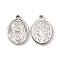 Non-Tarnish 201 Stainless Steel Pendants, Oval with Human Face Pattern, Stainless Steel Color, 19.5x14x2.5mm, Hole: 1.8mm