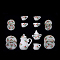 Mini Porcelain Tea Set, including 2Pcs Teapots, 5Pcs Teacups, 8Pcs Dishes, for Dollhouse Accessories, Pretending Prop Decorations, Cherry Pattern, 121x86x25mm, 15pcs/set