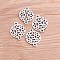 Tibetan Style Zinc Alloy Connector Charms, Flat Round with Flower, Antique Silver, 24x18mm